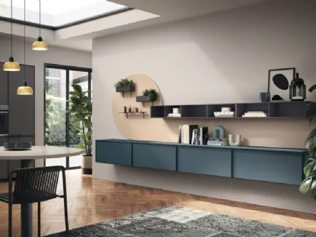 Parete Attrezzata Living Jeometrica Verde Ottanio di Scavolini