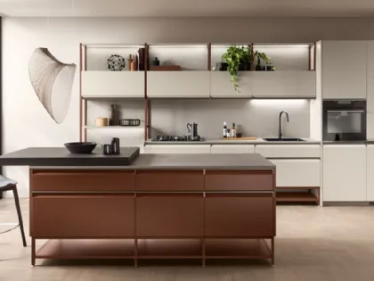 Cucina grigio design ad isola Formalia Scavolini in Offerta Outlet