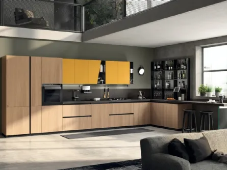 Cucina Moderna Liberamente Rovere Grano e Giallo Senape di Scavolini